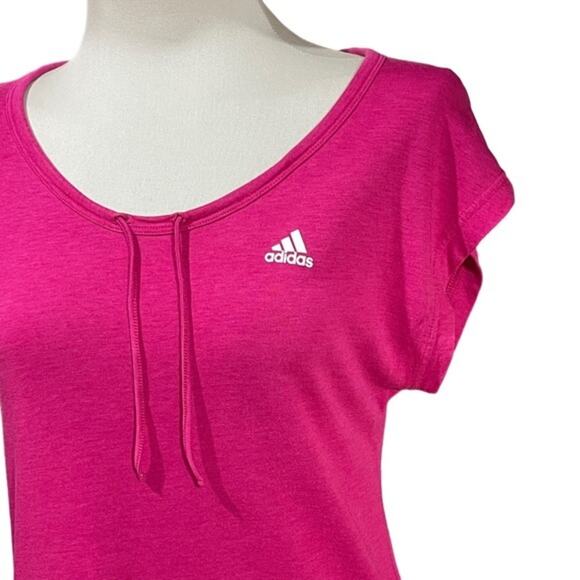 Adidas Cap Sleeve Wide Neck Tie Top Pink Large - Picture 2 of 8